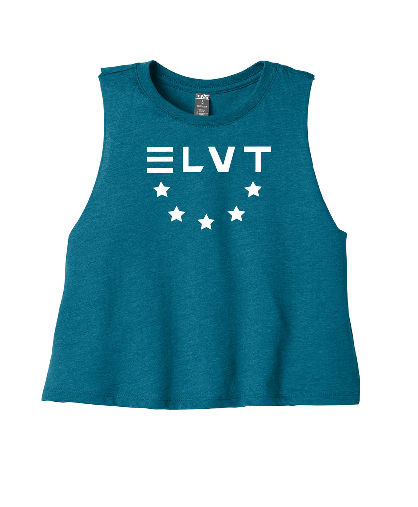Women’s Racerback Cropped Tank -Heather Deep Teal