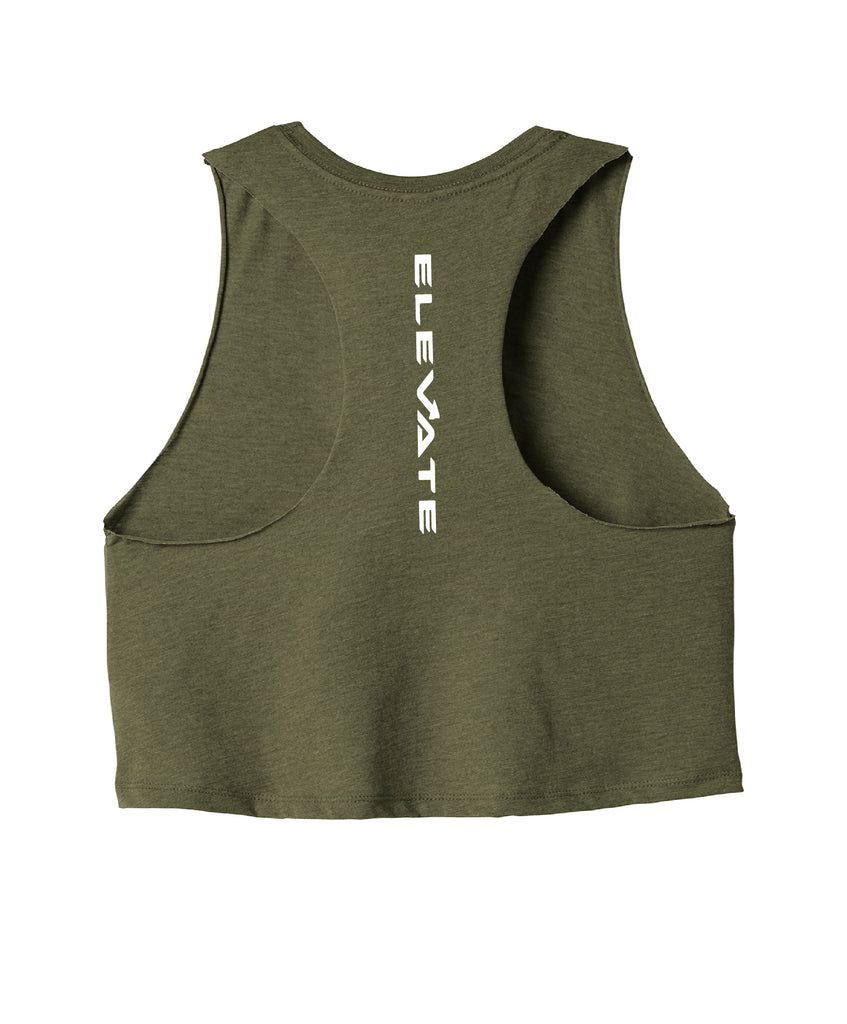 Women’s Racerback Cropped Tank - Heather Olive
