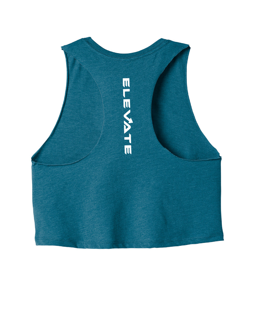 Women’s Racerback Cropped Tank -Heather Deep Teal