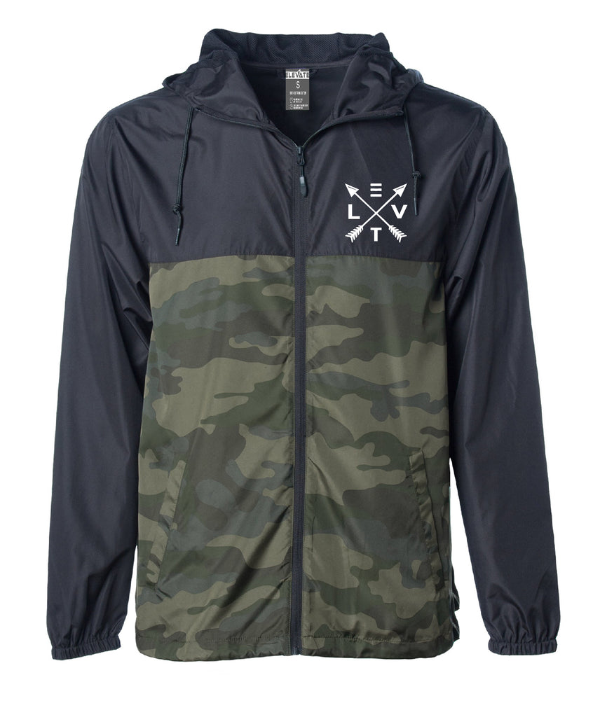 Windbreaker Zip Jacket - Black/ Forest Camo