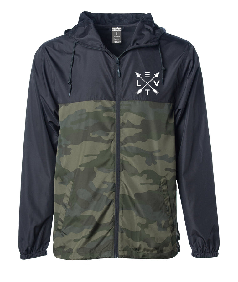 Windbreaker Zip Jacket - Black/ Forest Camo
