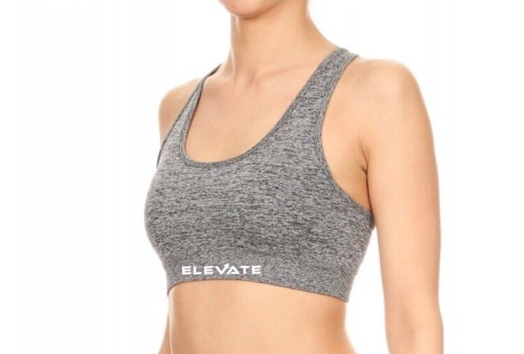 Womens Double Wide Straps Activewear Sports Bra/ Grey