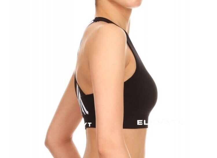 Womens Double Wide Straps Activewear Sports Bra/ Black