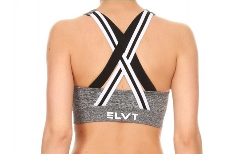 Womens Double Wide Straps Activewear Sports Bra/ Grey