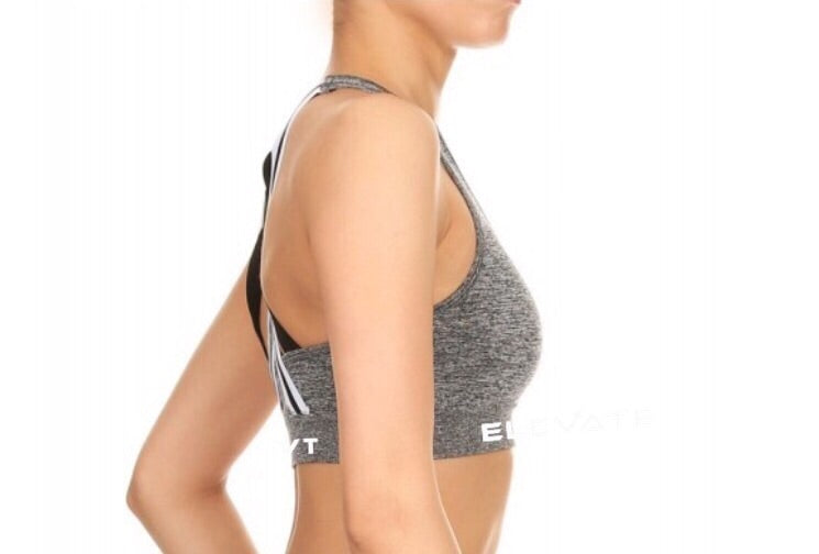 Womens Double Wide Straps Activewear Sports Bra/ Grey