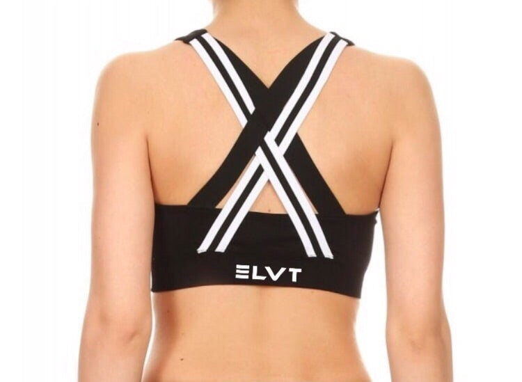 Womens Double Wide Straps Activewear Sports Bra/ Black